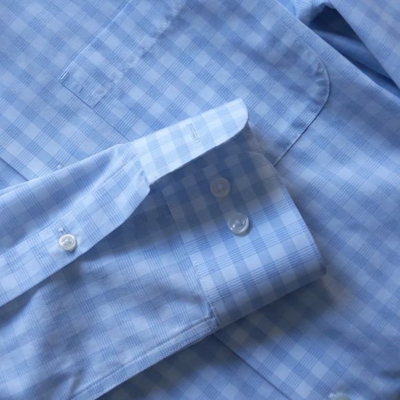 Fairlane Supima Cotton Dress Shirt, blue Plaid, SmallTall Slim - Picture 5 of 6